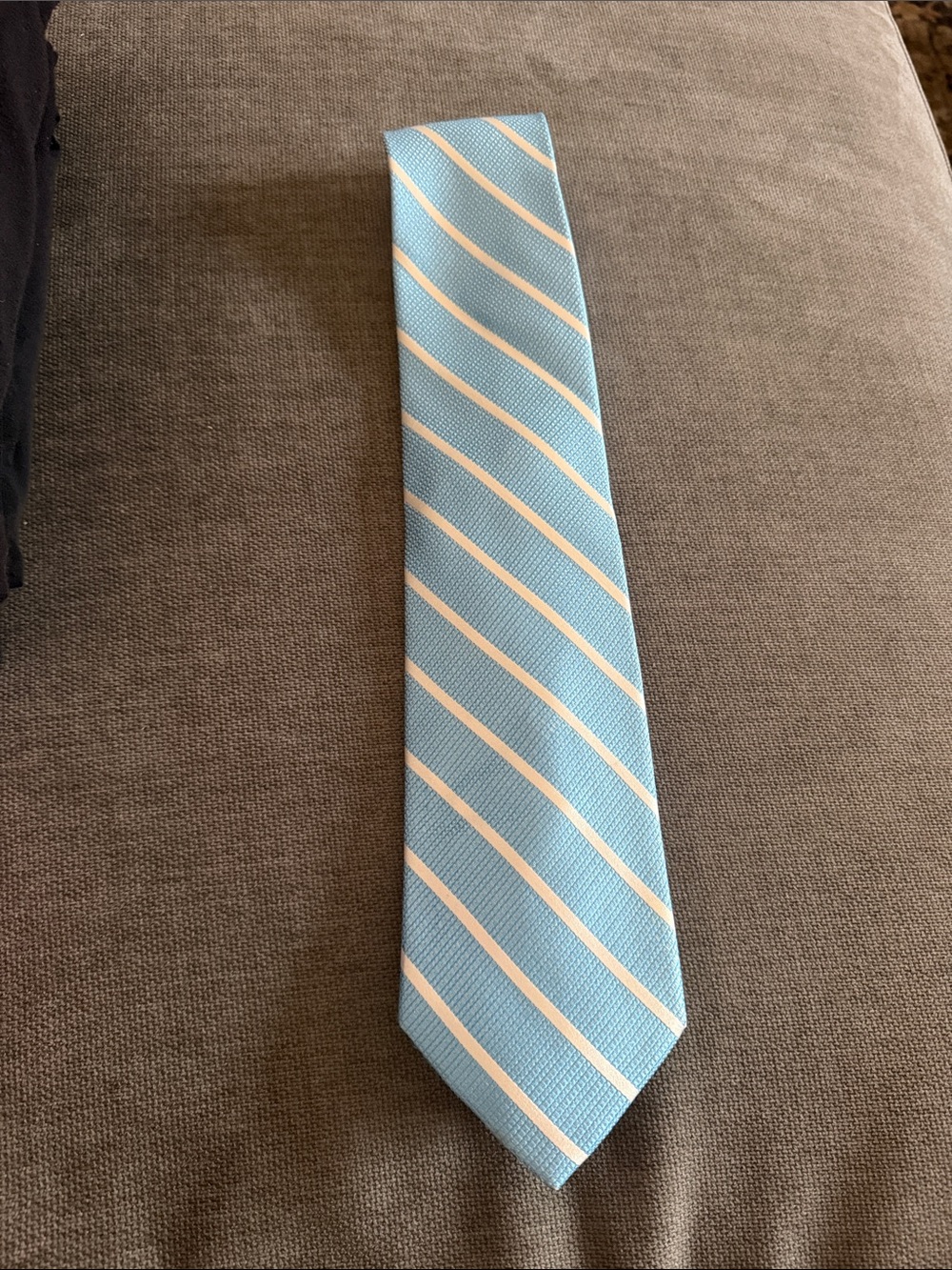 Light Sky Blue and White Silk Striped Men’s Tie